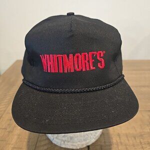 Vintage Whitmore's Black Baseball Cap Hat Rope Snapback Adjustable